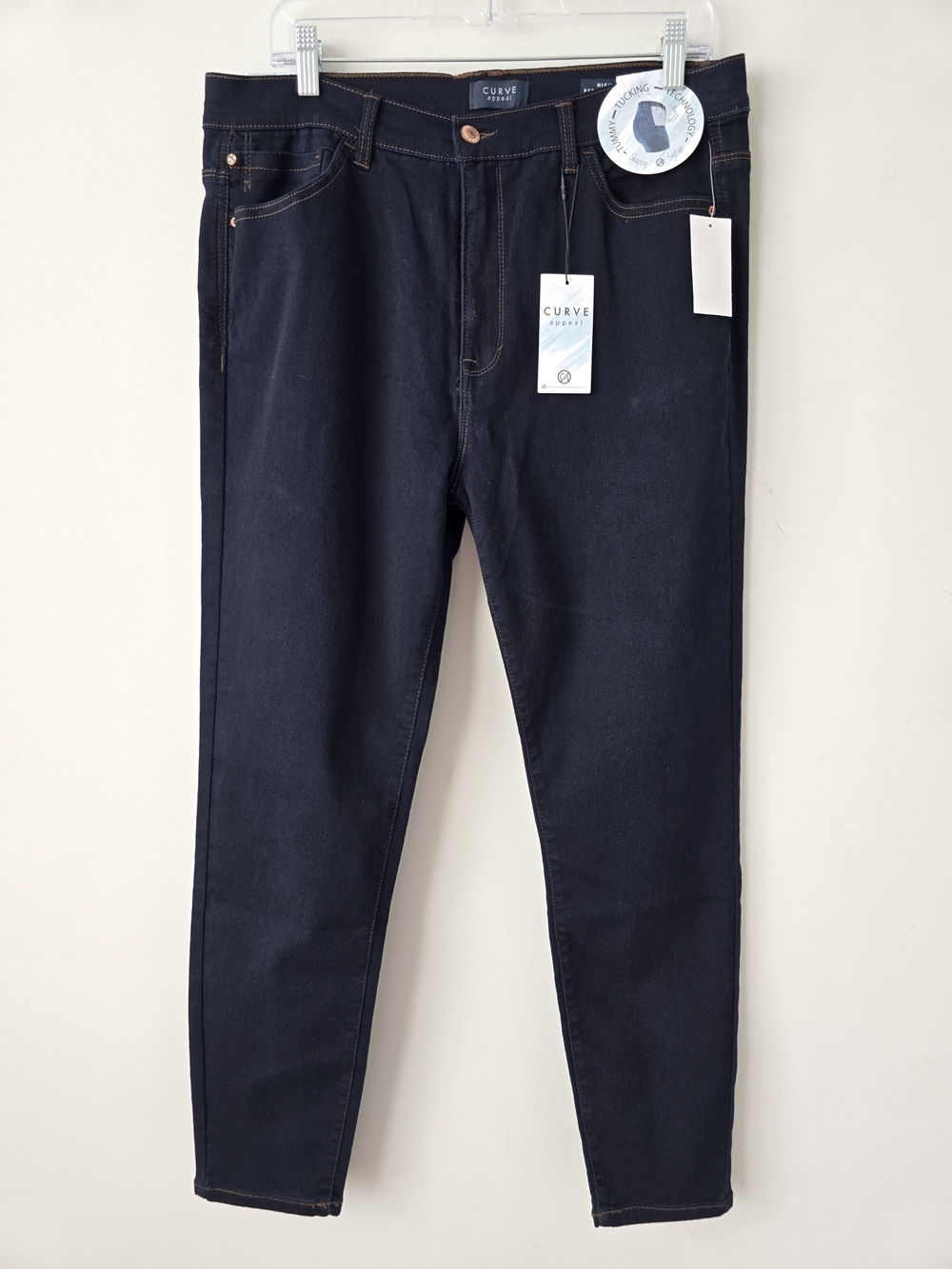 Curve Appeal High Rise Essential Skinny Jeans 14 Dark Indigo NWT